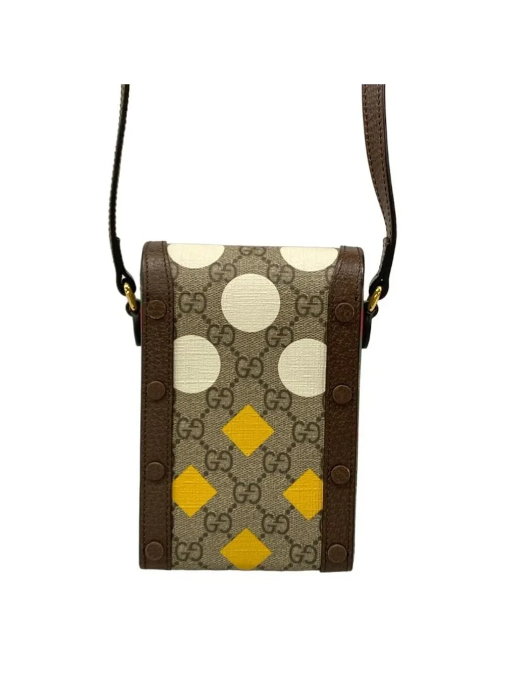 ★SOLD★ Gucci Shoulder Bag Horsebit Beige Dark Brown Multi Leather - Picture 3 of 15